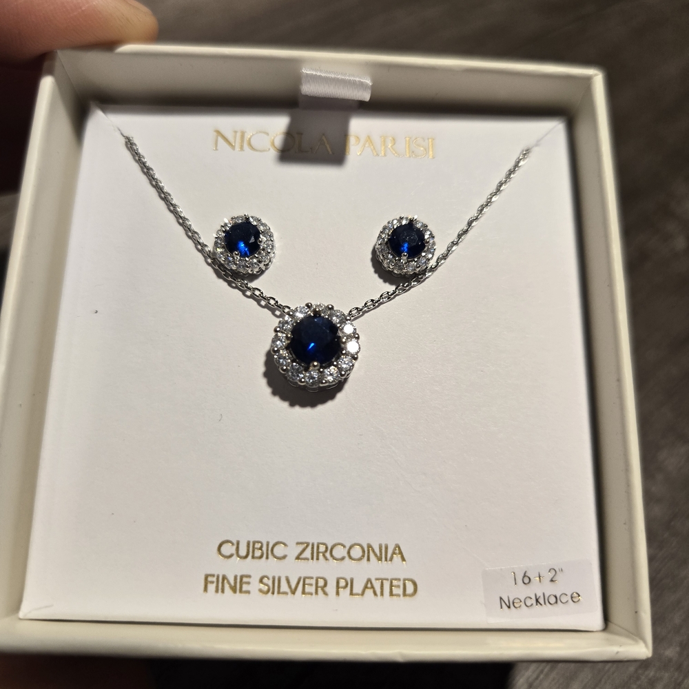 Silver and Blue Necklace Set